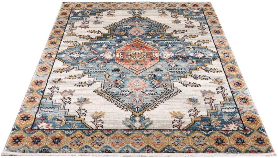 Persian Rug Traditional Patterned Orange Turquoise Multicolor Area Rug