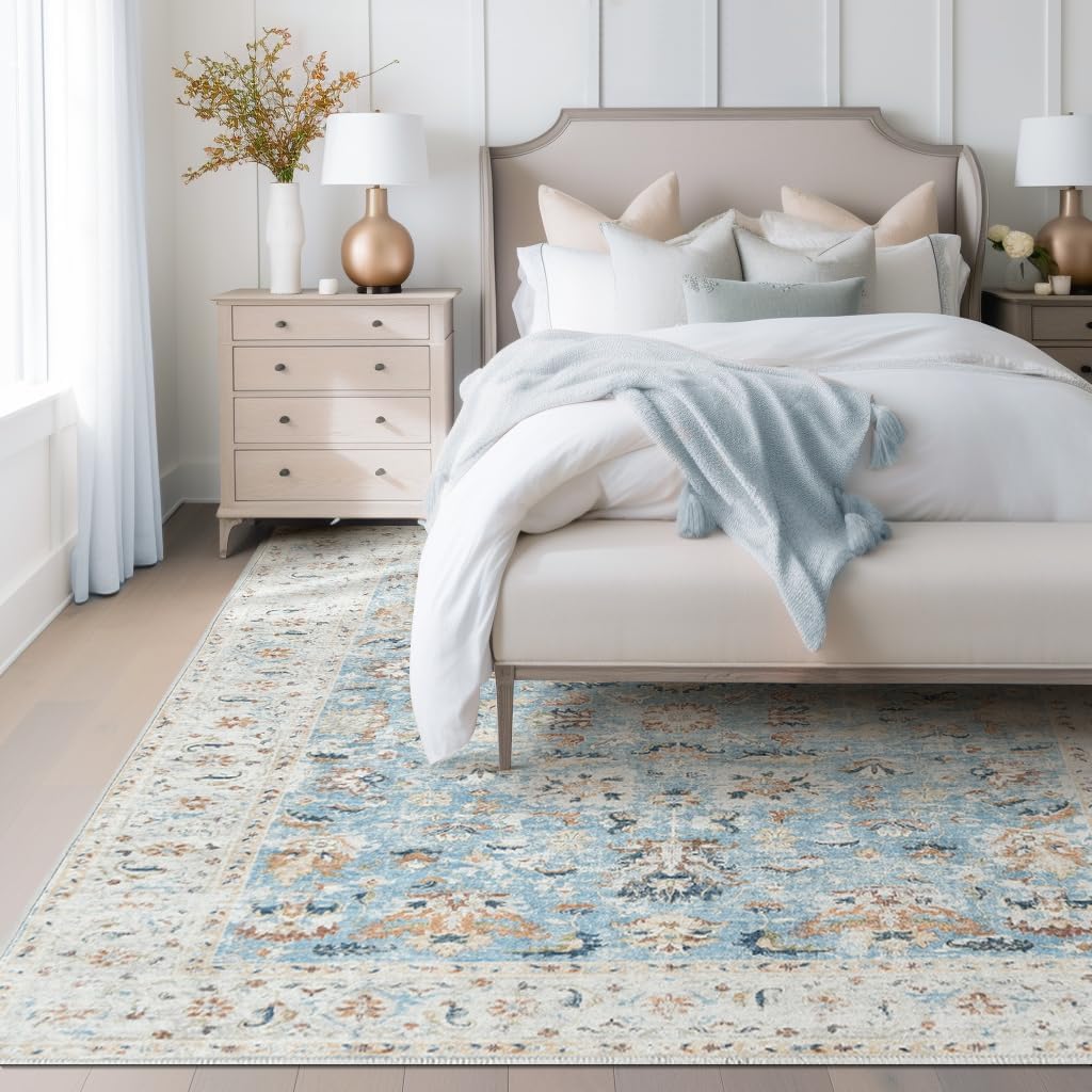 Vintage Blue Rug Living Room Kitchen and Bedroom