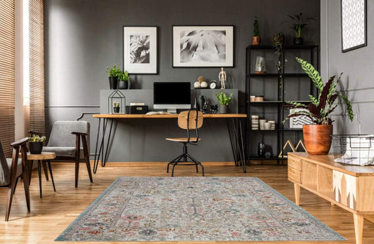 Boho Rug Floral Traditional Beige Orange Area Rug