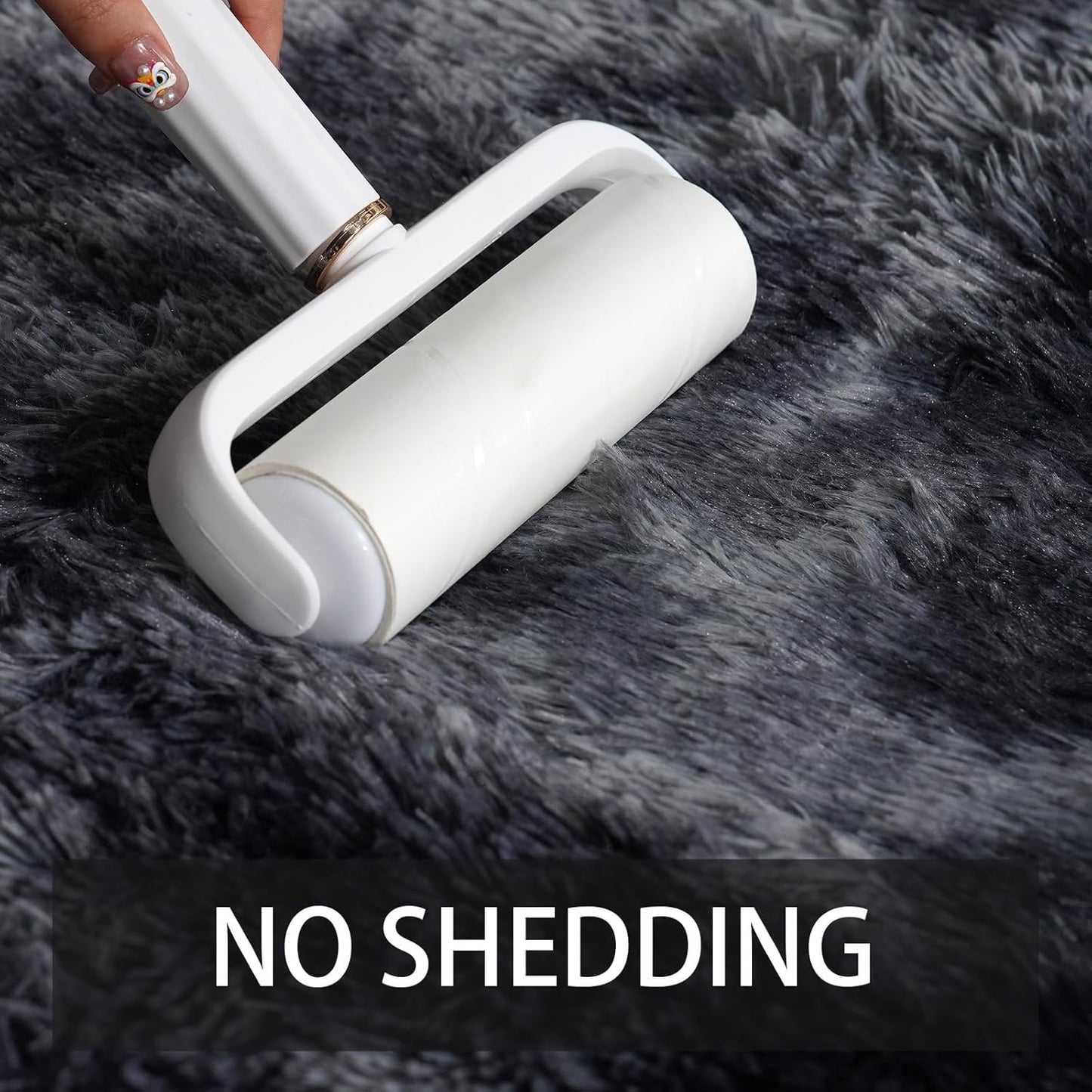 Shag Rug Large Size Cloud Black / Grey Fluffy Machine Washable Area Rug