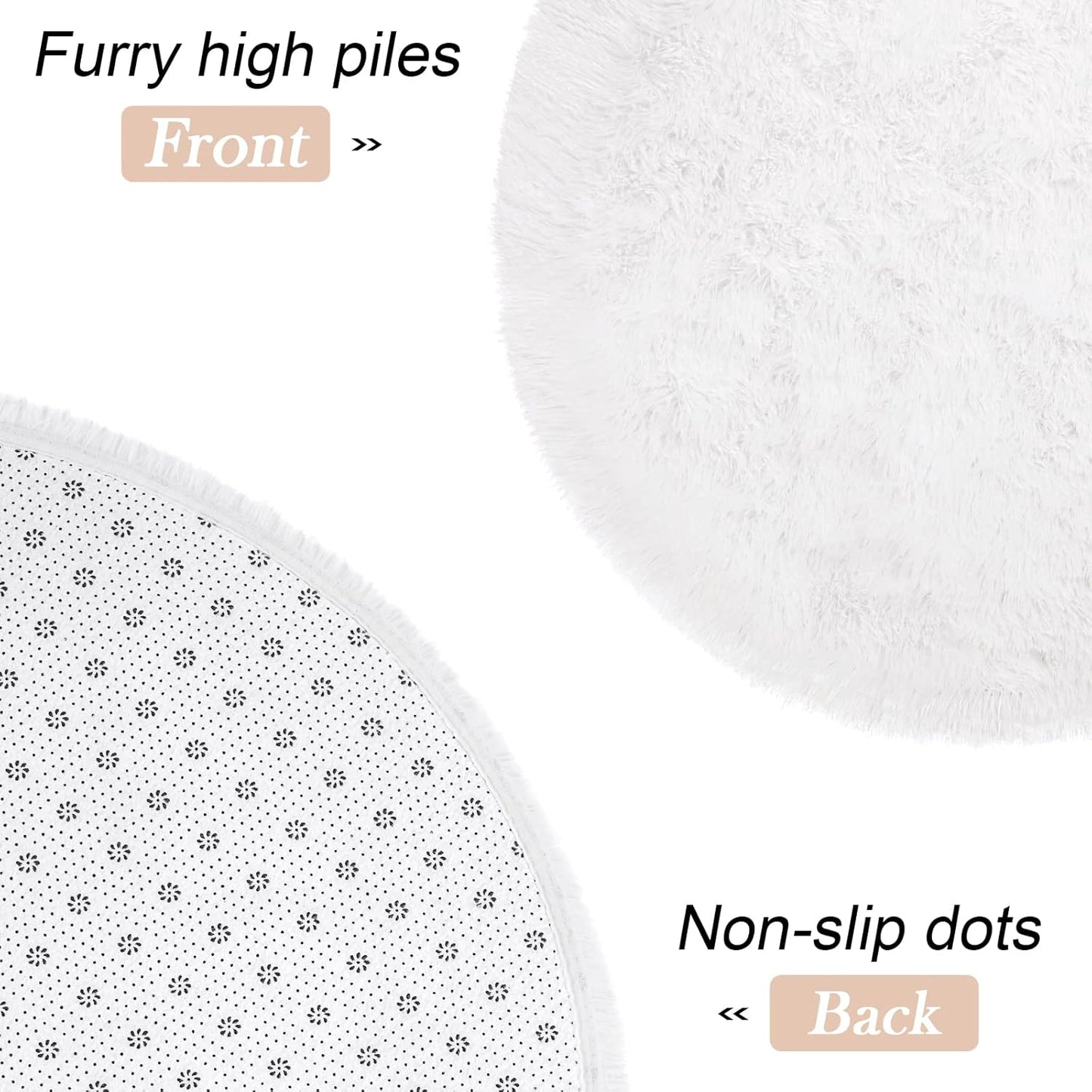 Oval Fluffy Rug White Plain 3x10