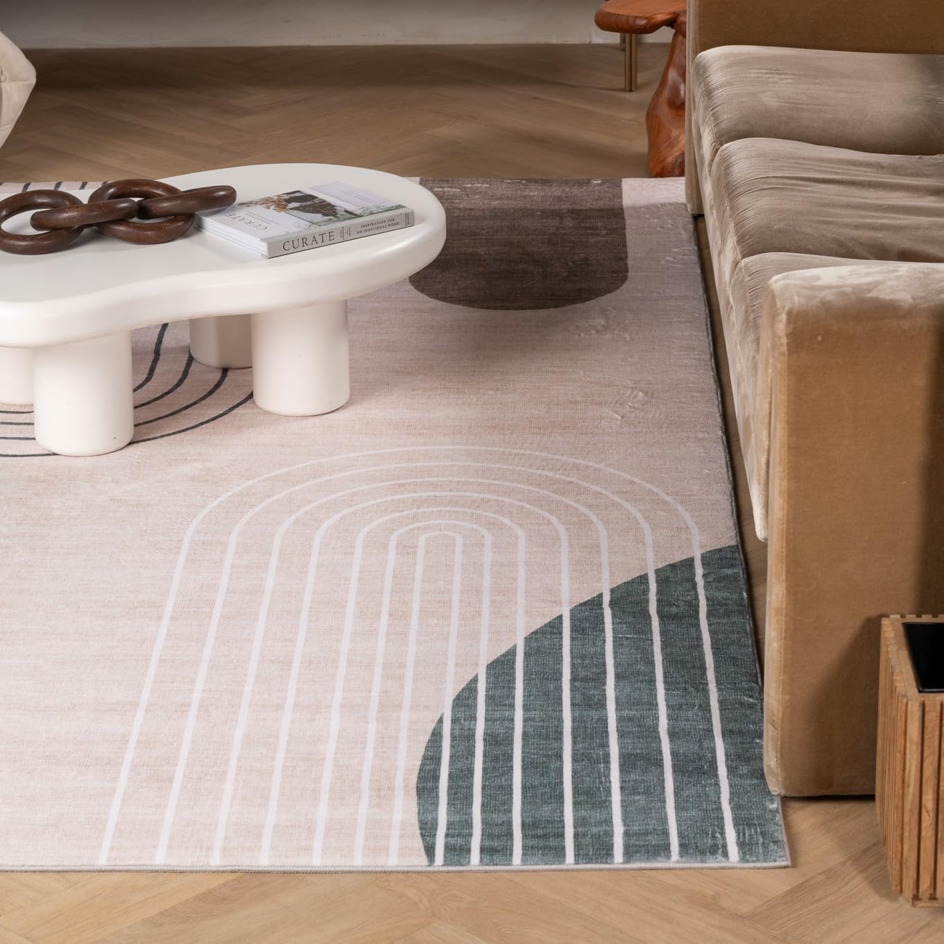 Modern Beige Rug Boho Modern Living Room Kitchen and Bedroom