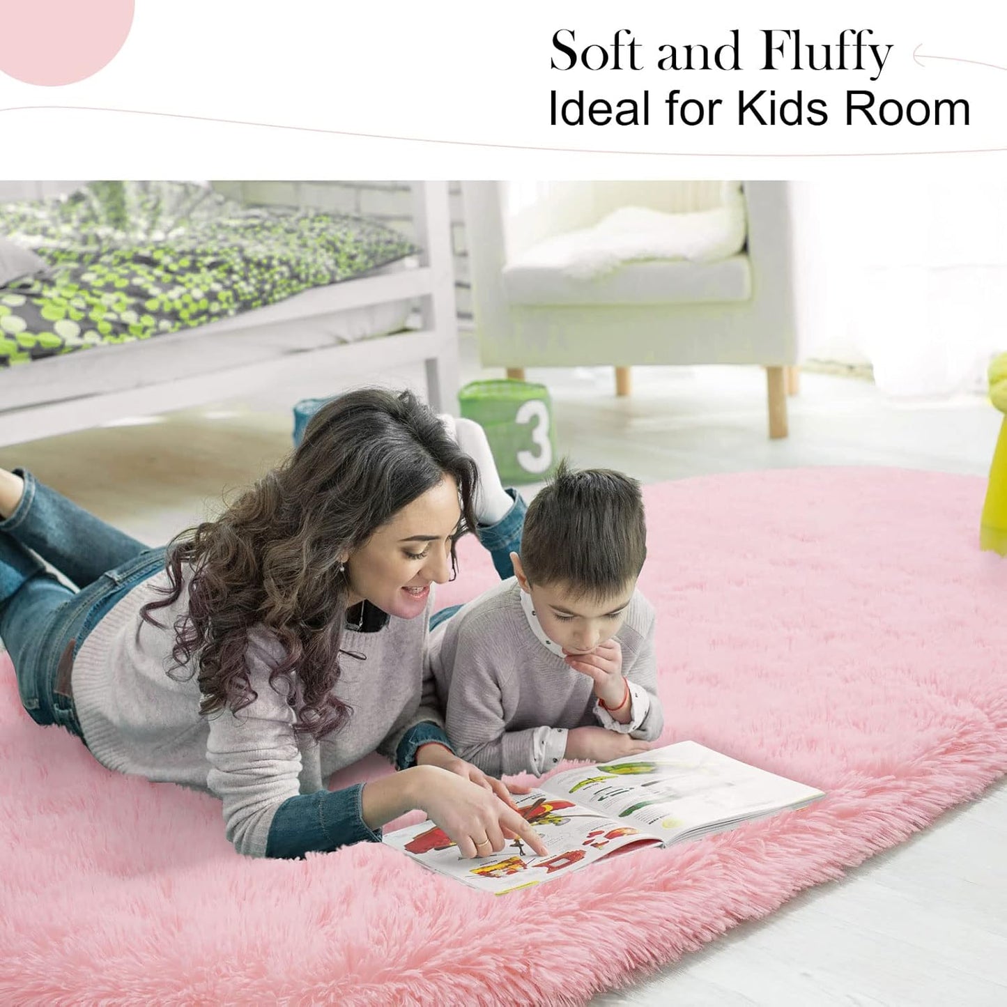 Oval Fluffy Rug Pink 3x11