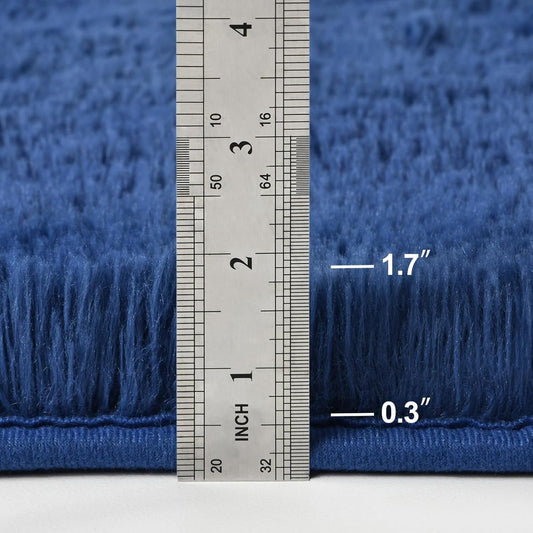 Navy Blue Shag Rug Plain, Shiny, Cozy, Soft Rug - rgc008