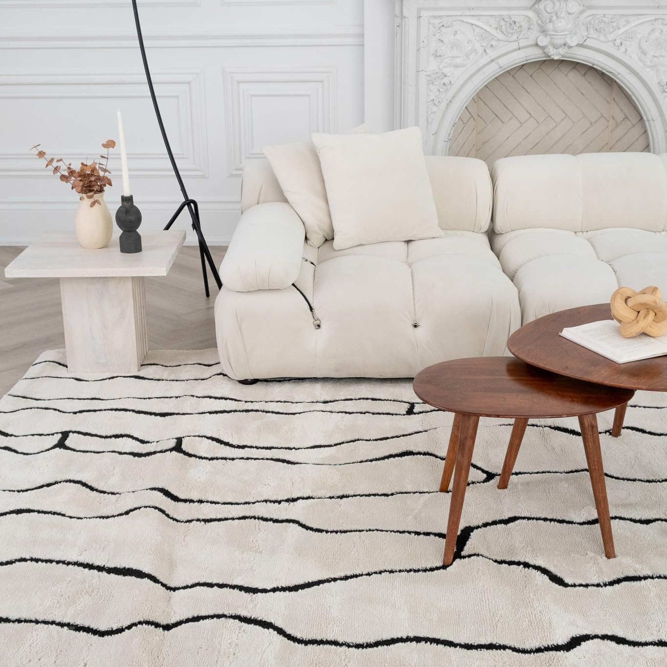 Boho Rug 4x6 High Quality White and Black Area Rug