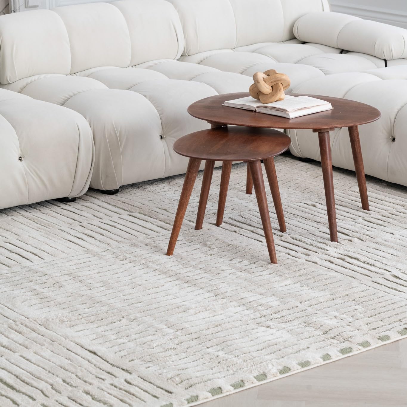Boho Rug 4x6 High Quality Traditional White and Green Area Rug