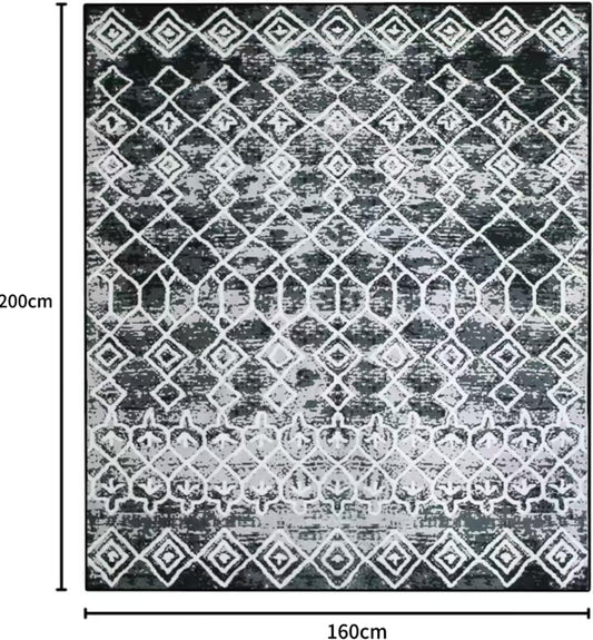 Modern Rug 5x7 Thin Black and Grey Machine Washable Area Rug