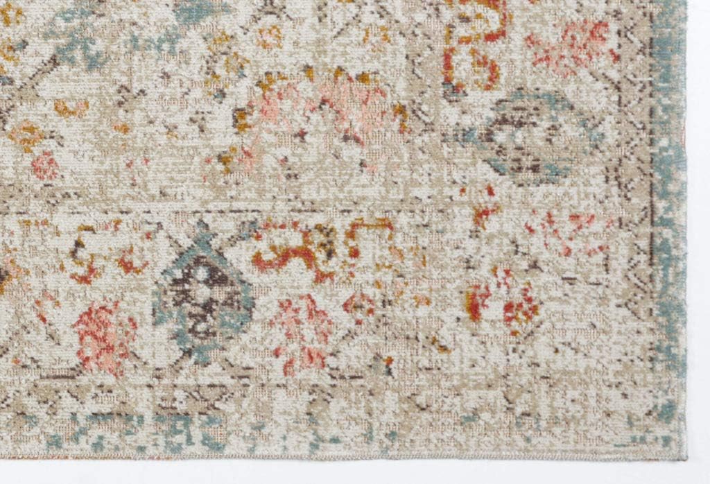 Boho Rug Floral Traditional Beige Orange Area Rug