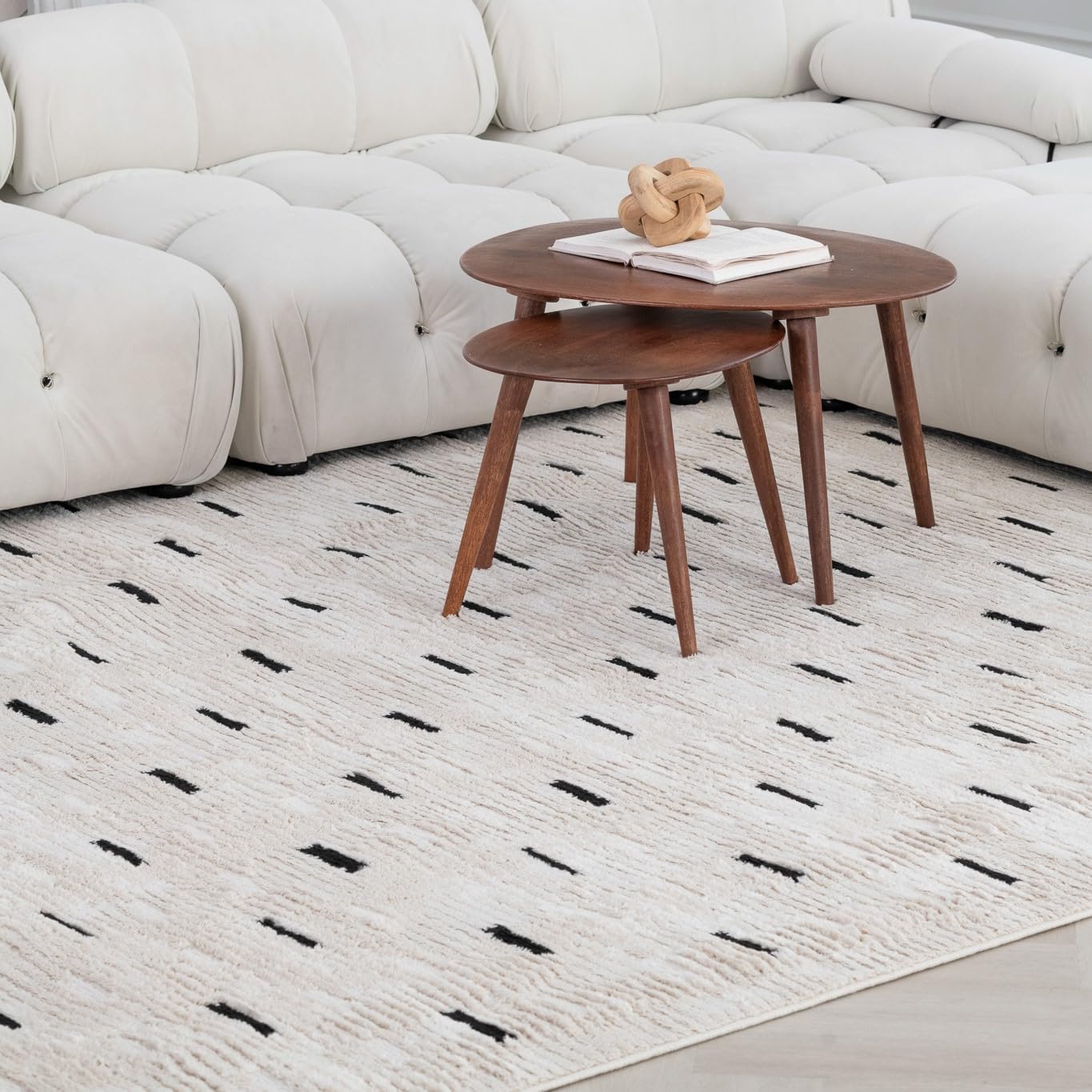 Boho Rug 4x6 High Quality Dashes White and Black Area Rug