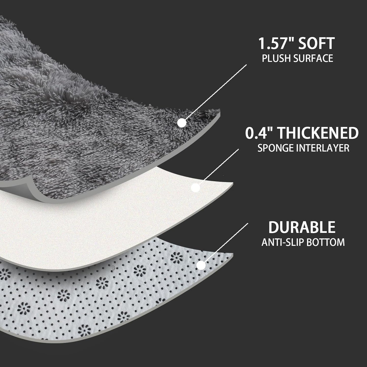Shag Rug Large Size Cloud Grey Fluffy Machine Washable Area Rug