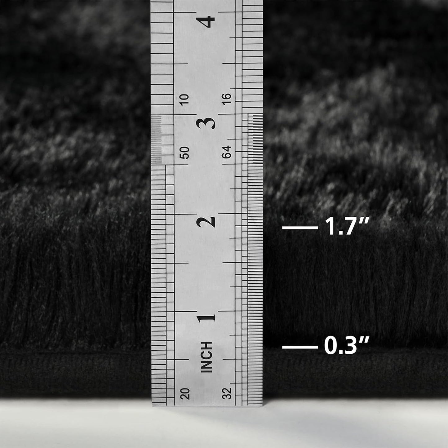 Black Shag Rug Plain, Modern, Fluffy, Soft Rug - rgc009