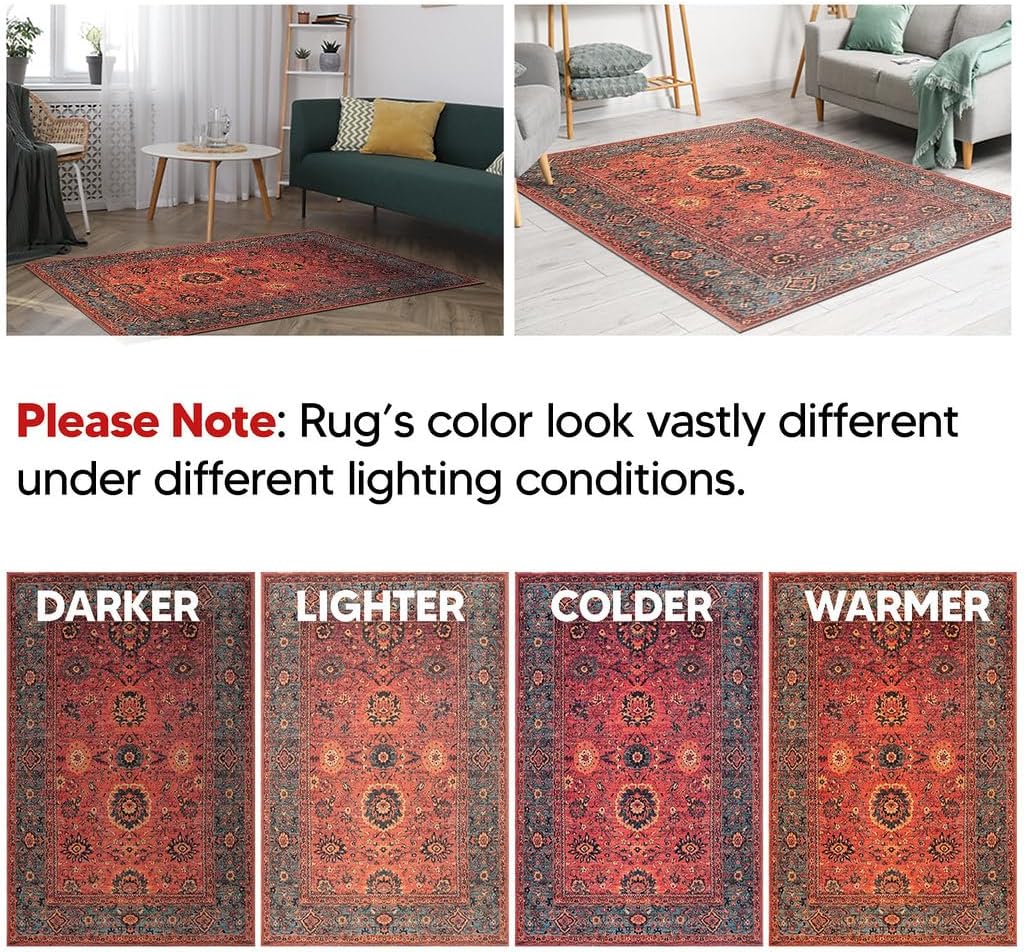 Turkish Rug Red Living Room Kitchen and Bedroom