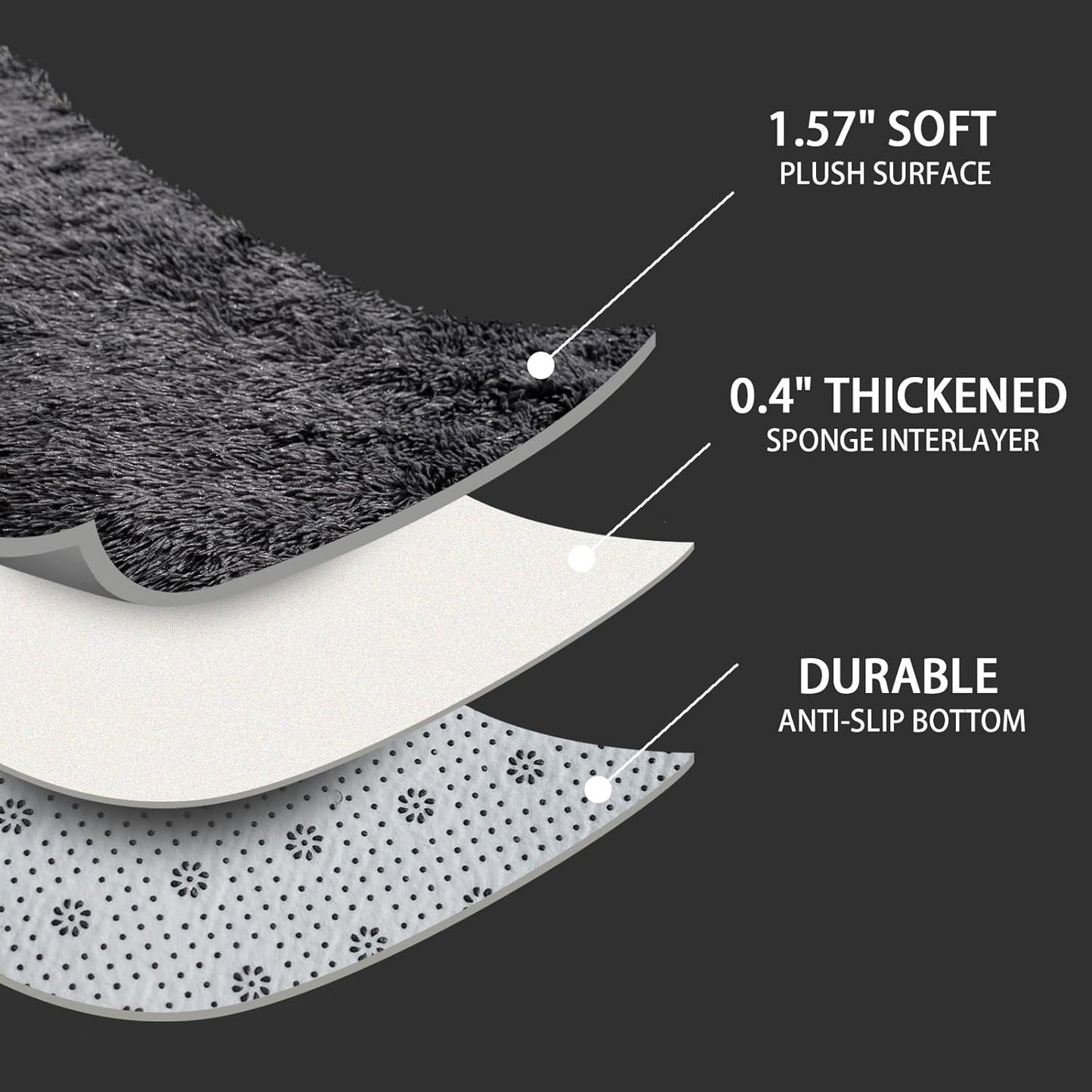 Shag Rug Extra Large Soft Fluffy Washable Area Rug Black