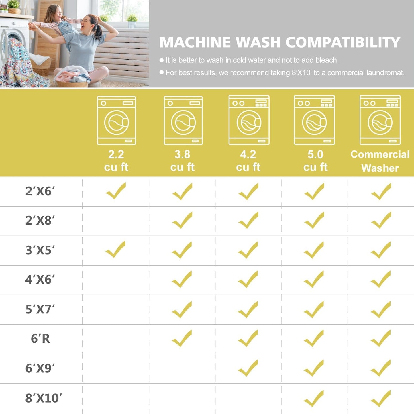 Modern Washable Rug Boho Non-Slip Blue Beige and Multicolor Area Rug