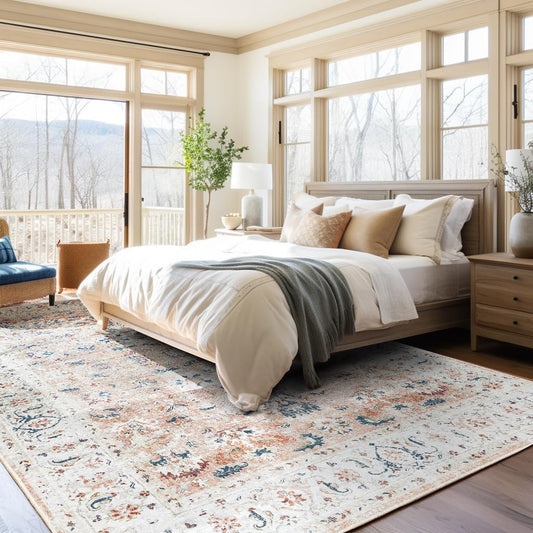 Vintage Beige Orange Rug Living Room Kitchen and Bedroom