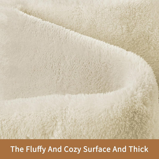 Shag Rug Extra Large Soft Fluffy Washable Area Rug Beige Cream