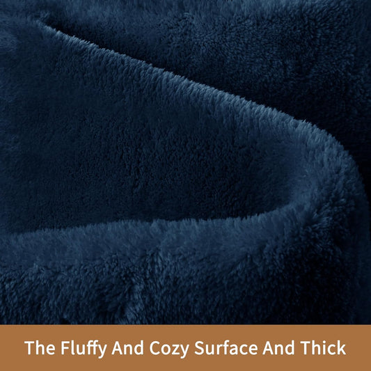 Shag Rug Extra Large Soft Fluffy Washable Area Rug Navy Blue