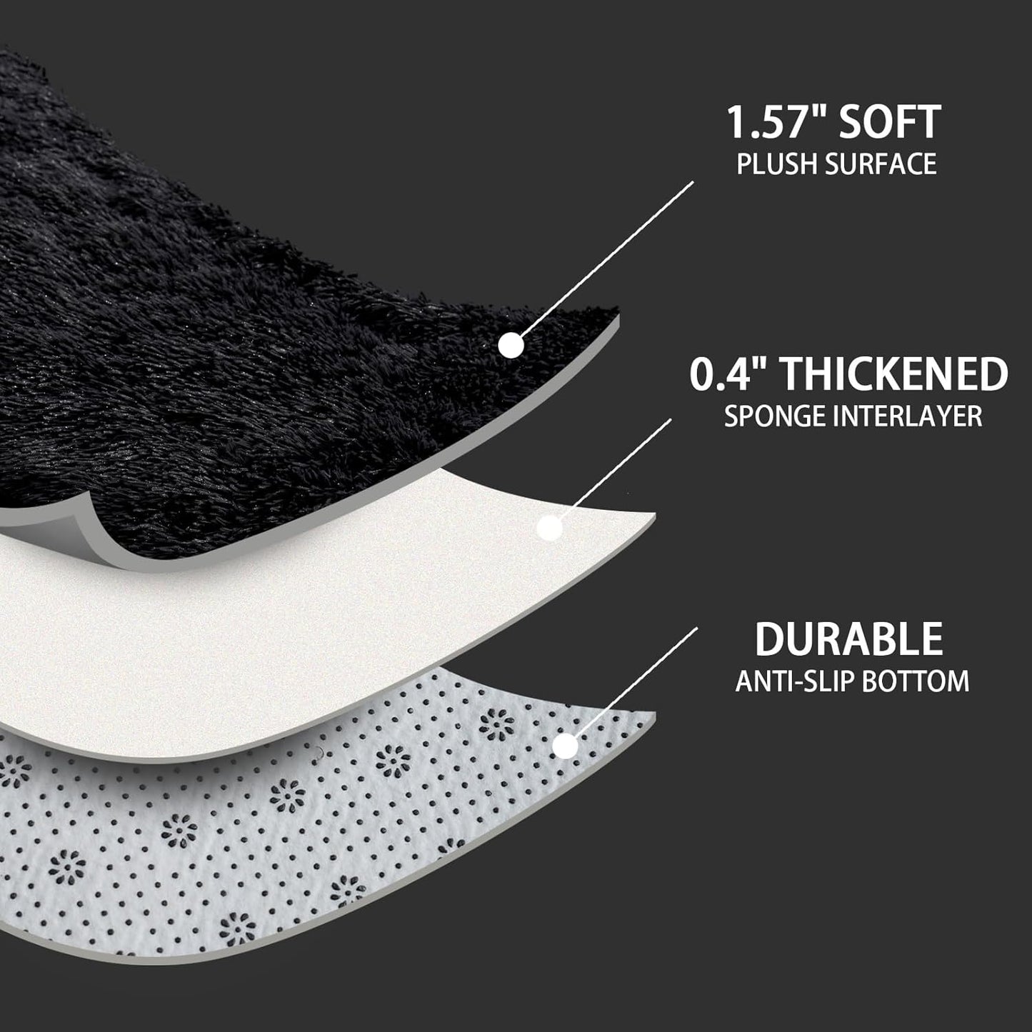 Shag Rug Large Size Cloud Night Grey Fluffy Machine Washable Area Rug