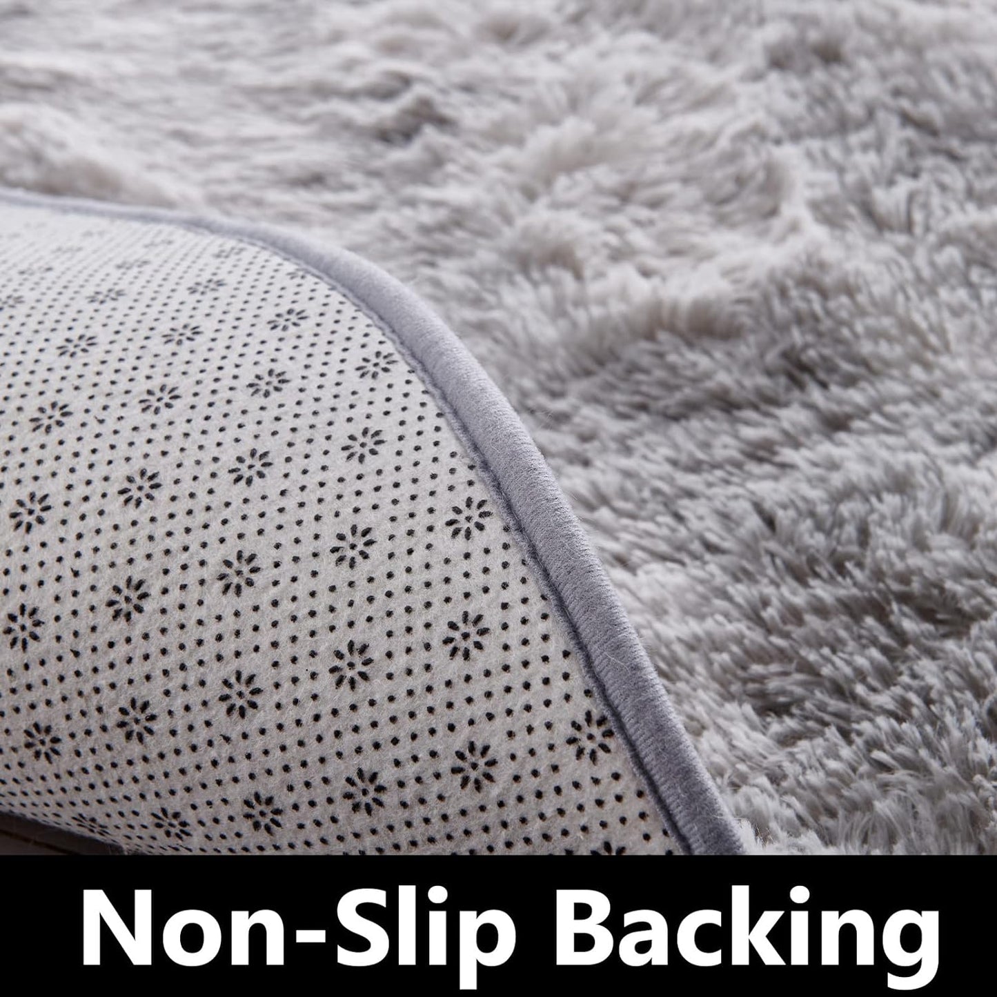 Round Fluffy Rug Cloud Grey Plain