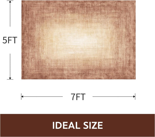 Modern Rug Red Abstract Non Slip Modern  Living Room Kitchen and Bedroom