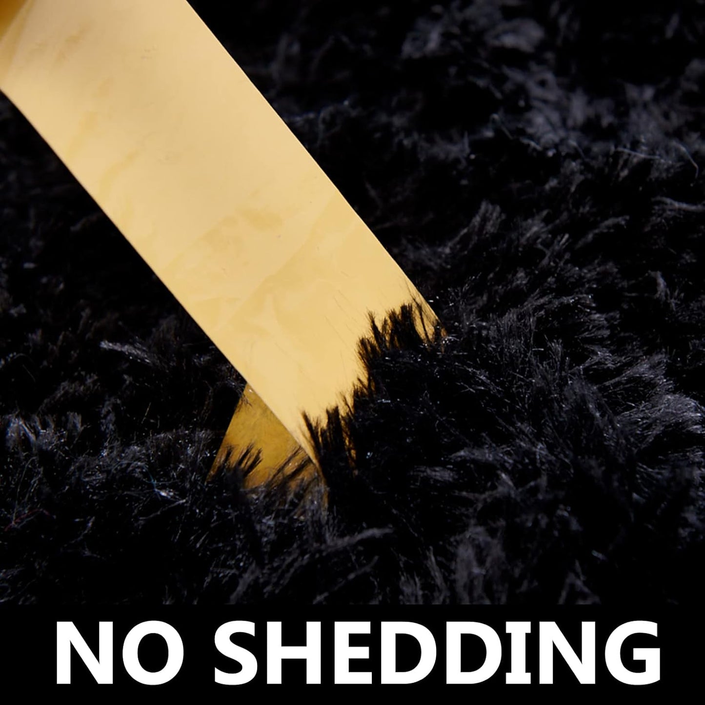 Round Fluffy Rug Black Plain
