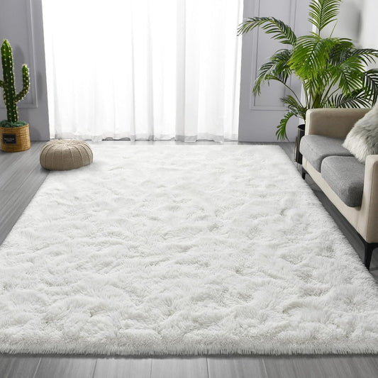White Shag Rug, Fluffy Cozy  and Soft Area Rug - rgc003
