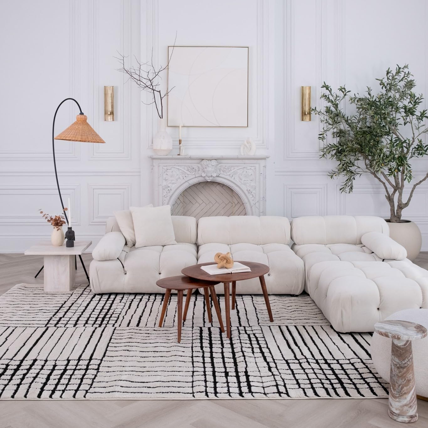 Boho Rug 4x6 High Quality Geometric White and Black Area Rug