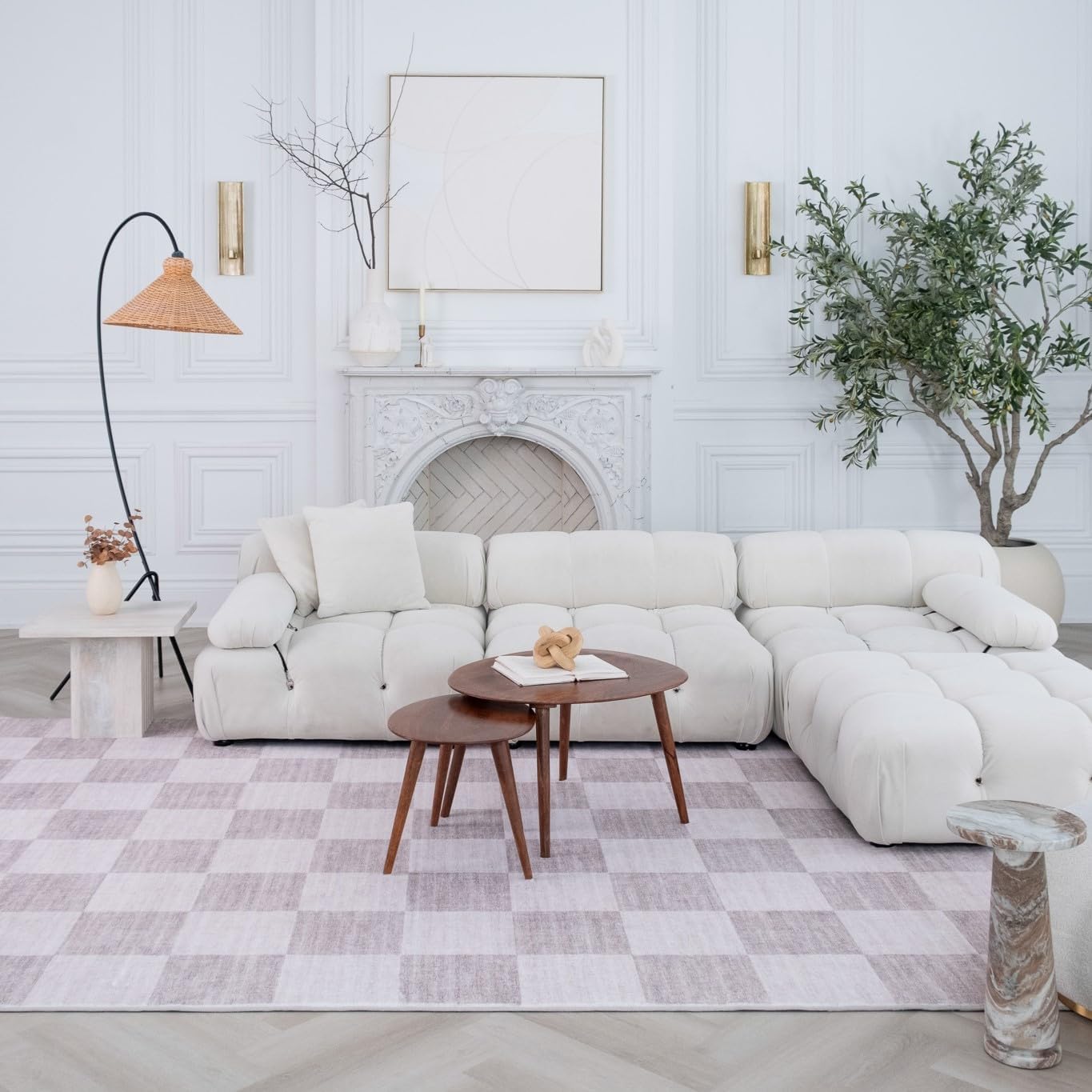 Modern Beige Rug Boho Modern Living Room Kitchen and Bedroom