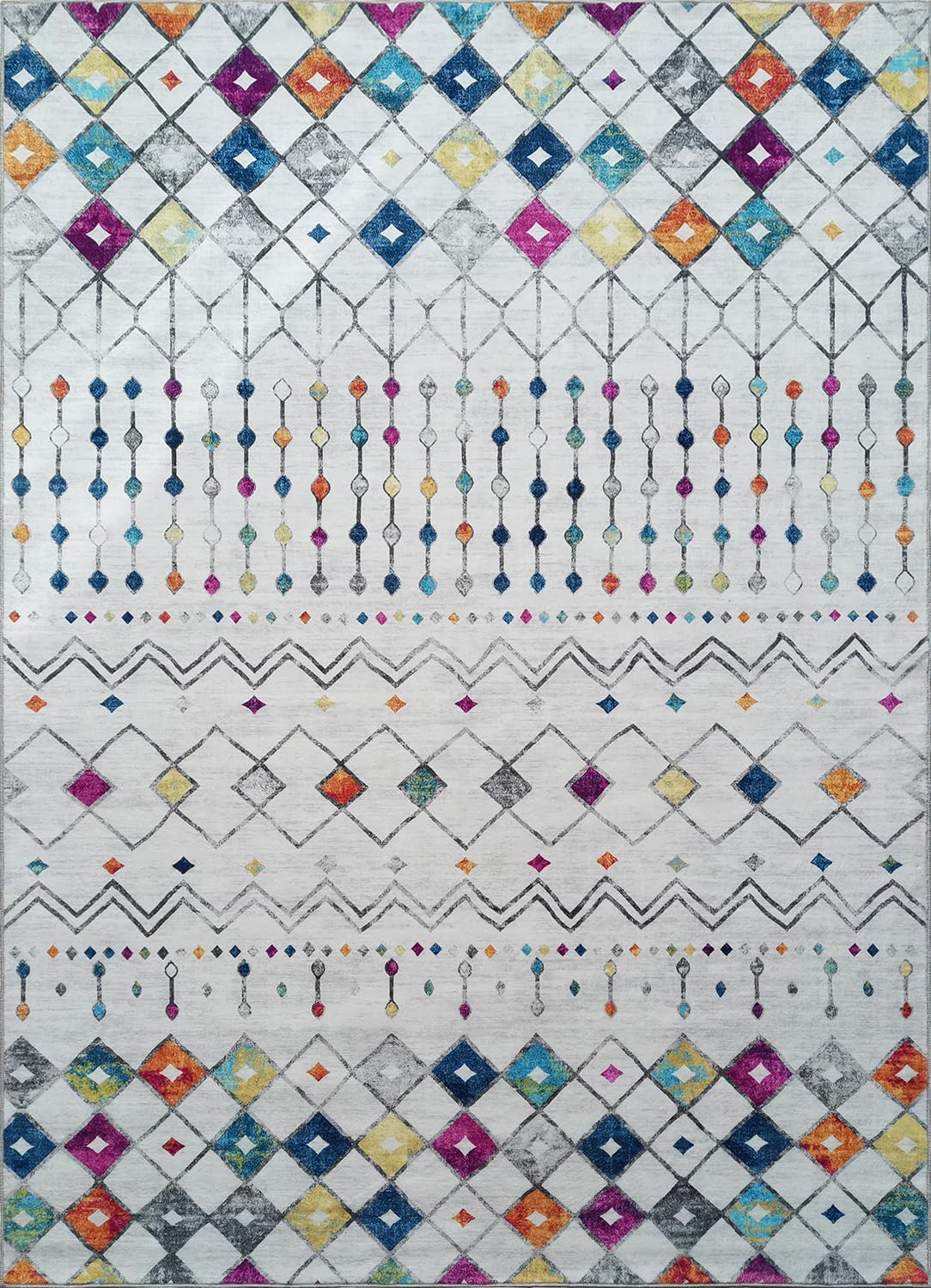 Modern Washable Rug Boho Inspired Non-Slip Multicolor Area Rug Carpet