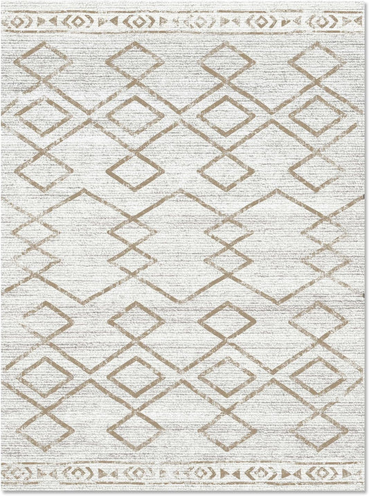 Boho Yellow Beige Non Slip Modern Living Room Kitchen and Bedroom