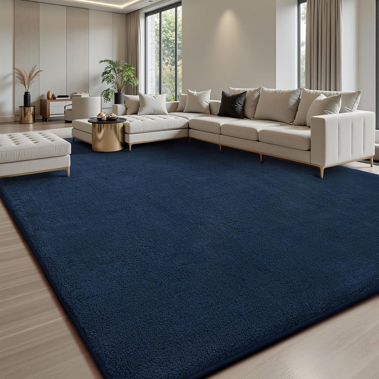 Shag Rug Extra Large Soft Fluffy Washable Area Rug Navy Blue