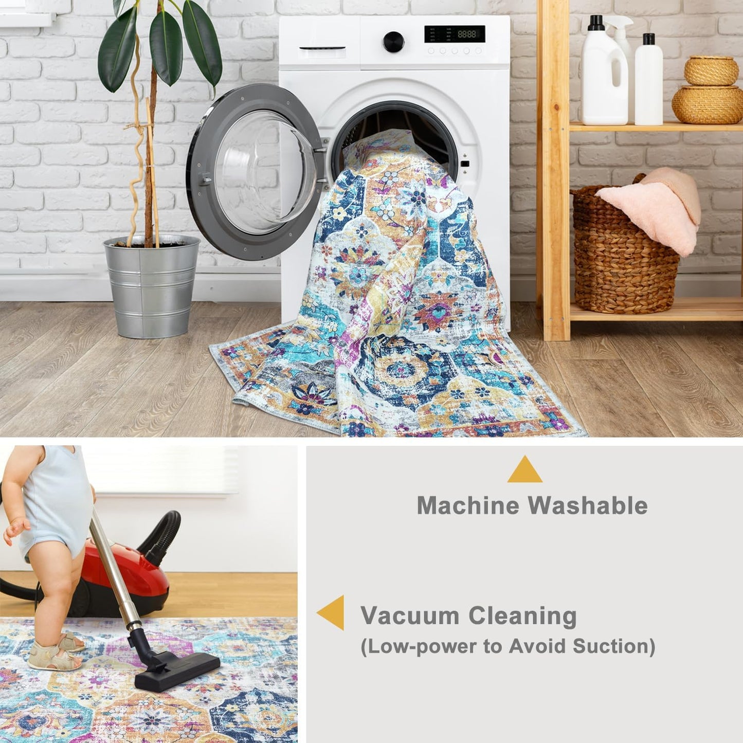 Modern Washable Rug Boho Non-Slip Multicolor Area Rug Carpet