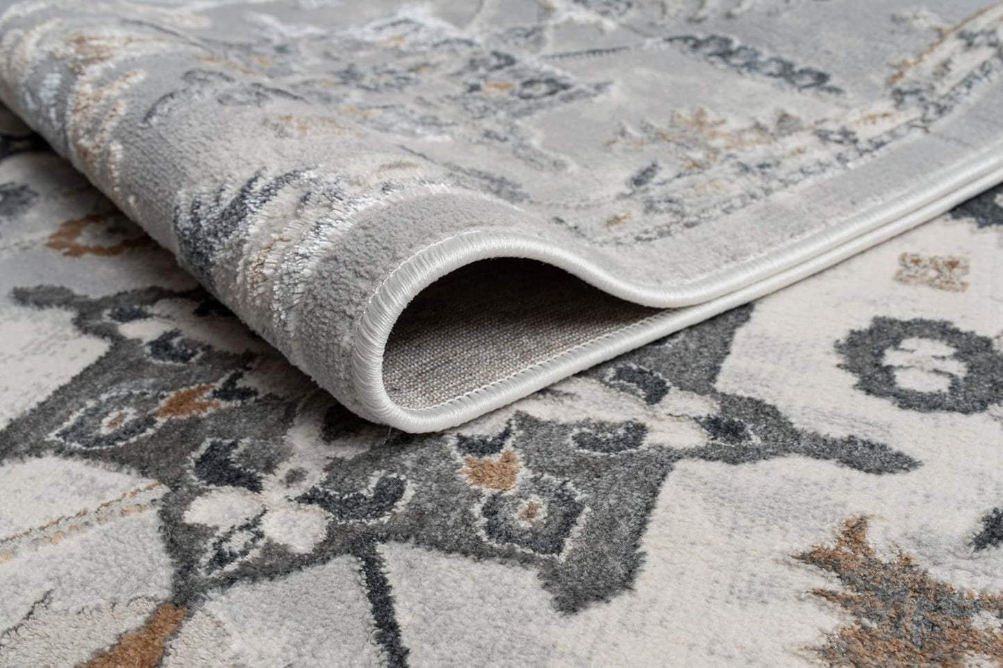 Persian Rug Boho Influenced Distressed Blue Grey Area Rug