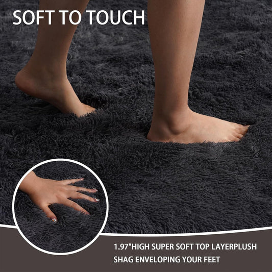 Shag Rug Large Size Cloud Night Grey Fluffy Machine Washable Area Rug