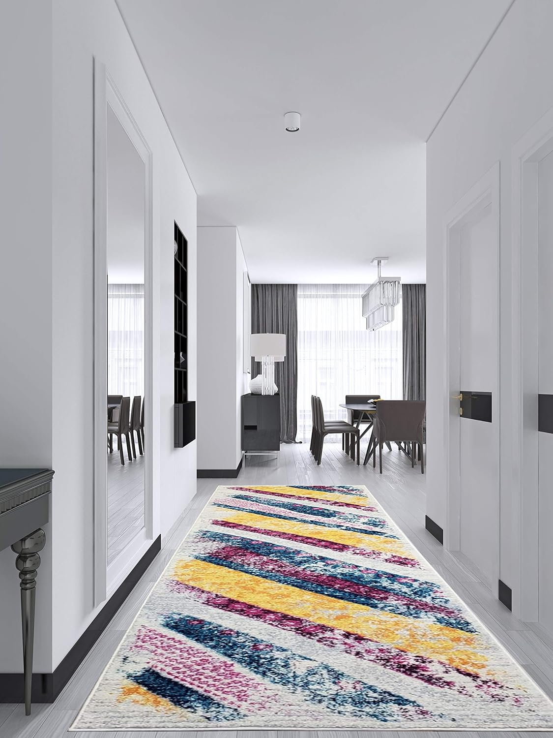 Modern Rug Abstract 4x6 Multicolor Area Rug