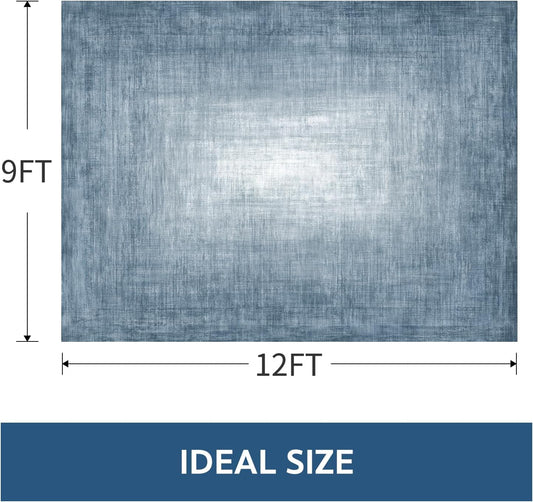 Modern Rug Blue Abstract Non Slip Modern Living Room Kitchen and Bedroom