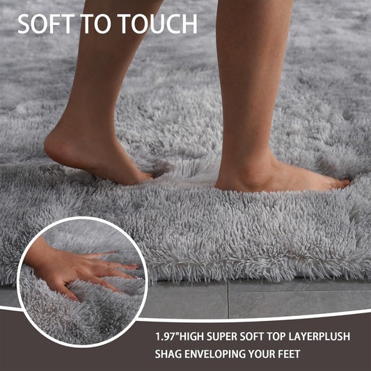 Shag Rug Large Size Cloud Grey Fluffy Machine Washable Area Rug