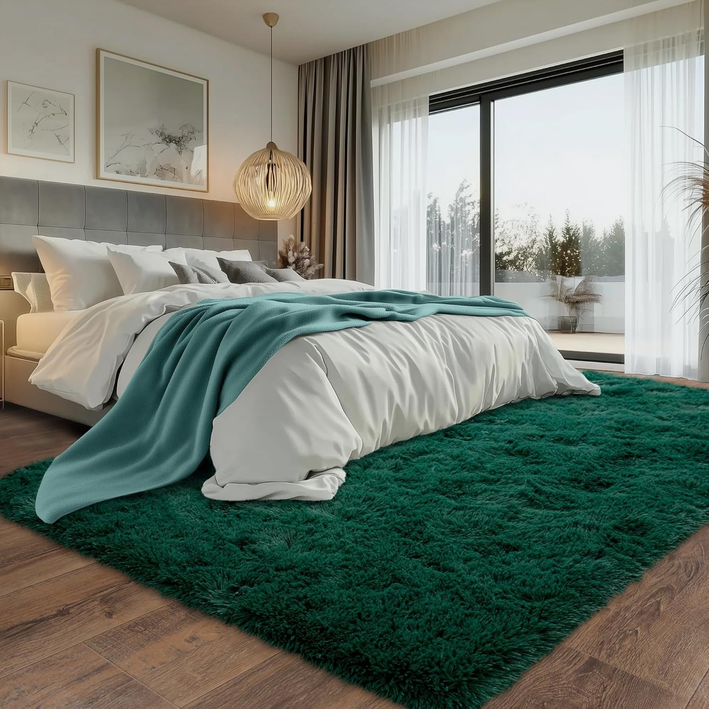 Area Rug Green Shag