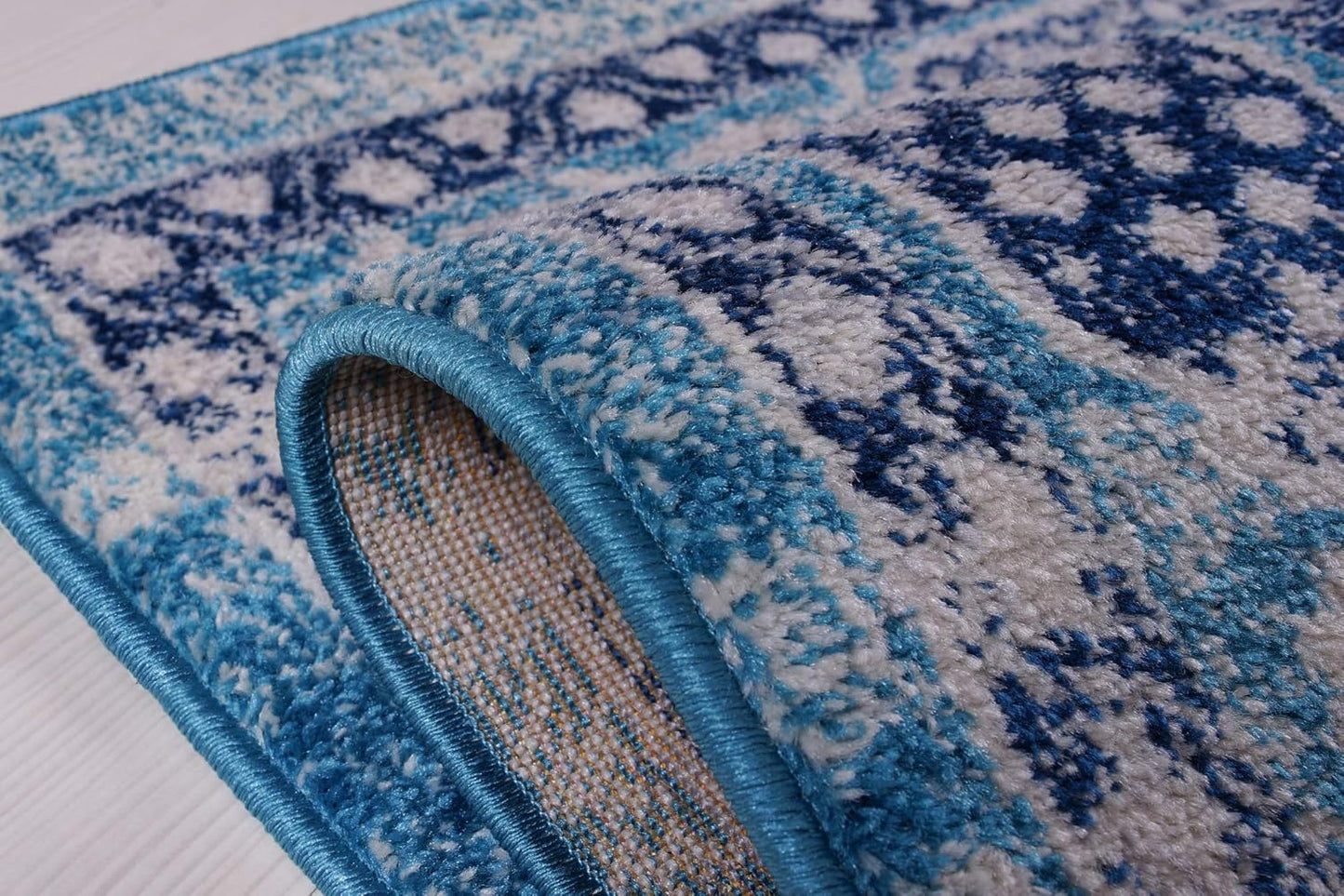 Joy Rug Collection Area Rug 5x7 Traditional Patterned Blue White Carpet