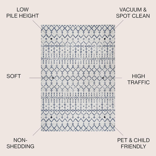 Bohemian Rug Classic 4x6 White and Blue Area Carpet