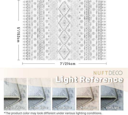 Boho Rug White Non Slip Modern  Living Room Kitchen and Bedroom