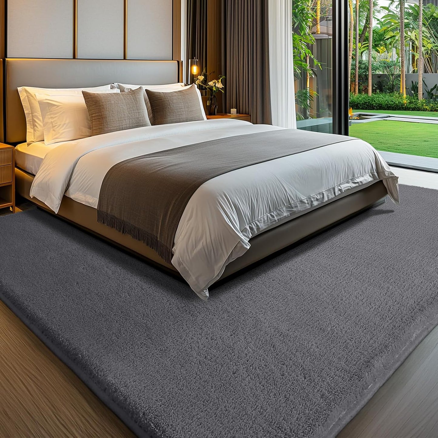 Shag Rug Extra Large Soft Fluffy Washable Area Rug Dark Grey