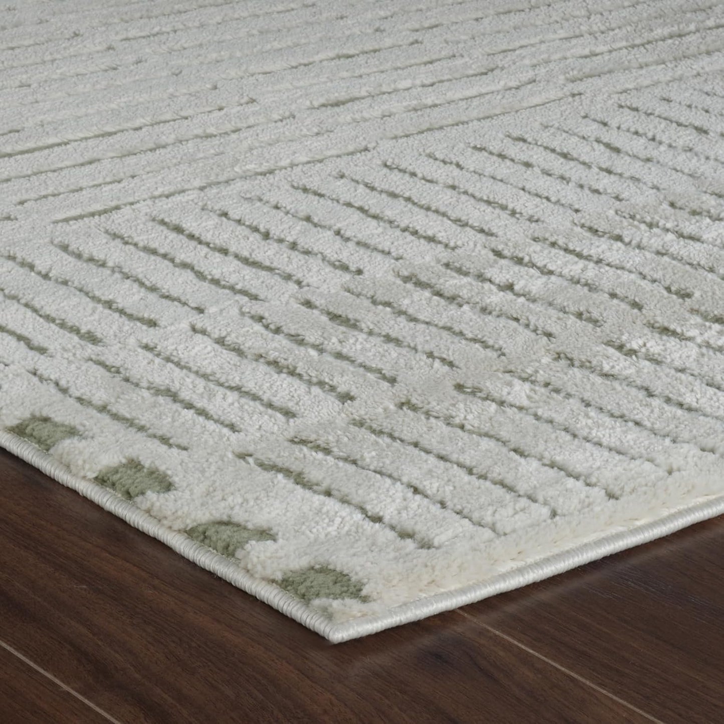 Boho Rug 4x6 High Quality Traditional White and Green Area Rug