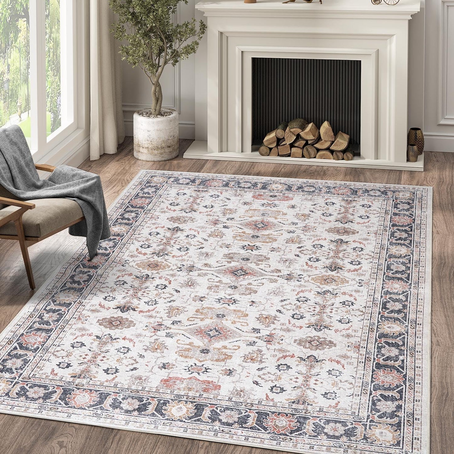 Vintage Beige Rug Living Room Kitchen and Bedroom