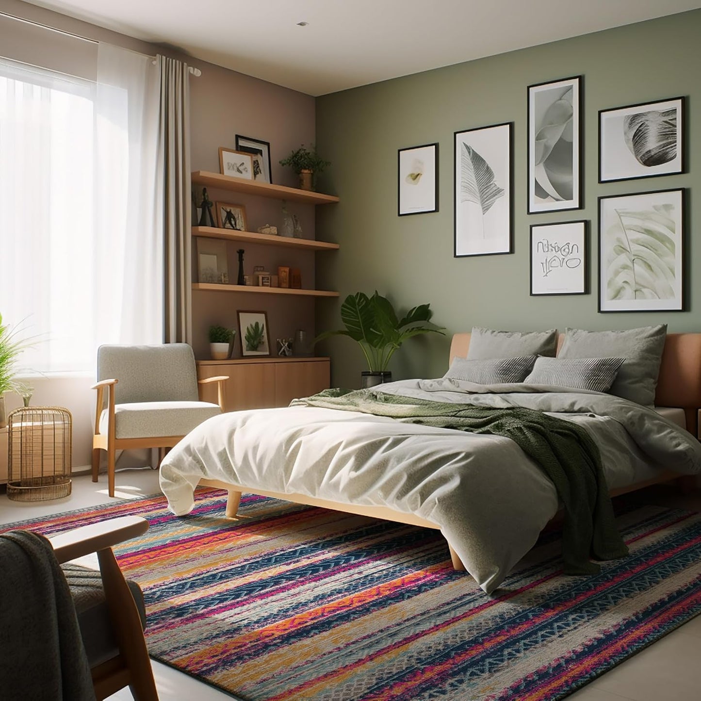 Modern Abstract Rug Orange Modern Living Room Kitchen and Bedroom