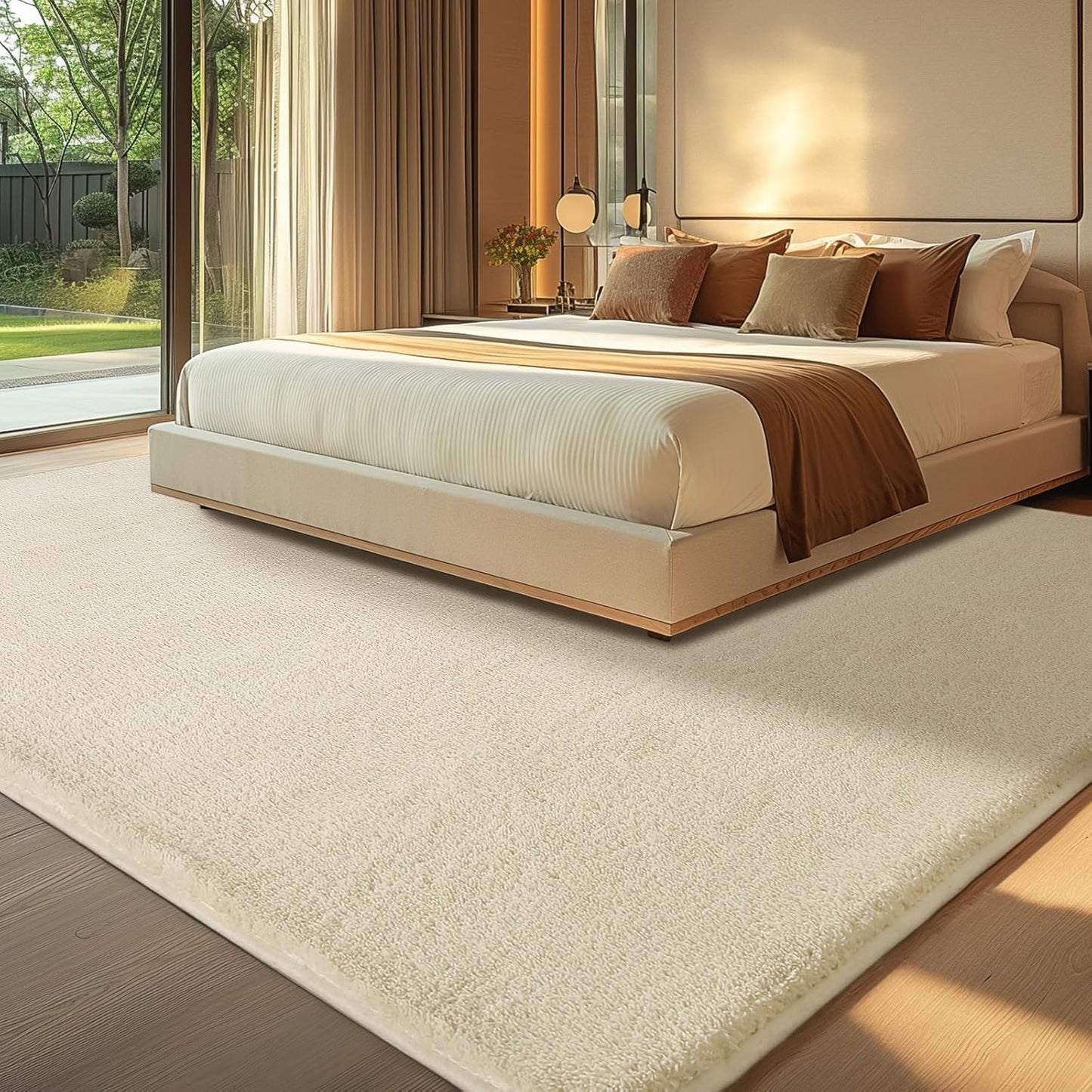 Shag Rug Extra Large Soft Fluffy Washable Area Rug Beige Cream