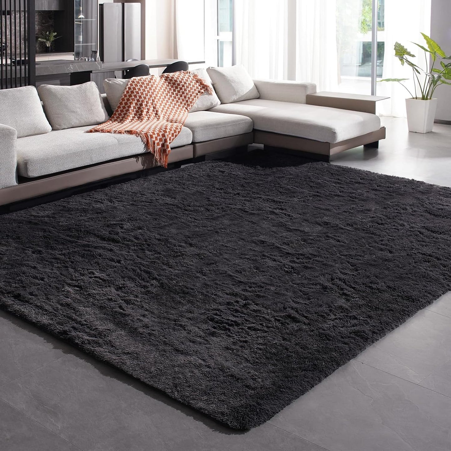 Shag Rug Large Size Cloud Night Grey Fluffy Machine Washable Area Rug