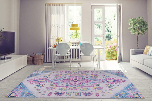 Joy Rug Collection Boho Floral Area Rug 5x7 Traditional Patterned Pink Multicolor Area Carpet