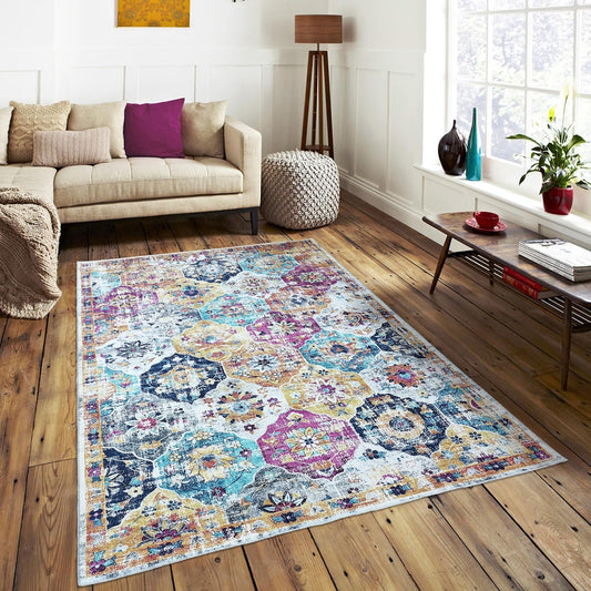 Modern Washable Rug Boho Non-Slip Multicolor Area Rug Carpet
