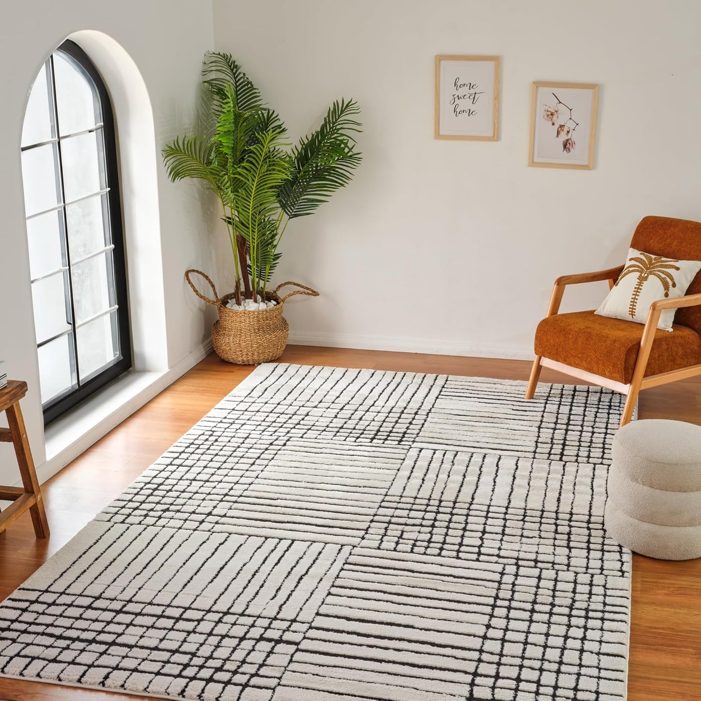 Boho Rug 4x6 High Quality Geometric White and Black Area Rug